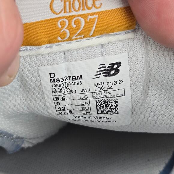 New Balance 327 Sky Blue Natural Indigo Casual Daily Fashion Sneaker Mens 9.5 D - Picture 13 of 13